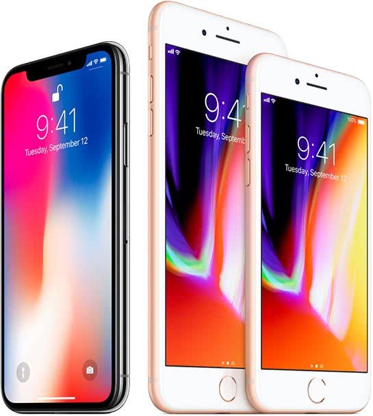 image of the iPhone 8, iPhone 8 Plus, and iPhone X