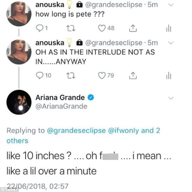 Ariana Grande 10 inches tweet