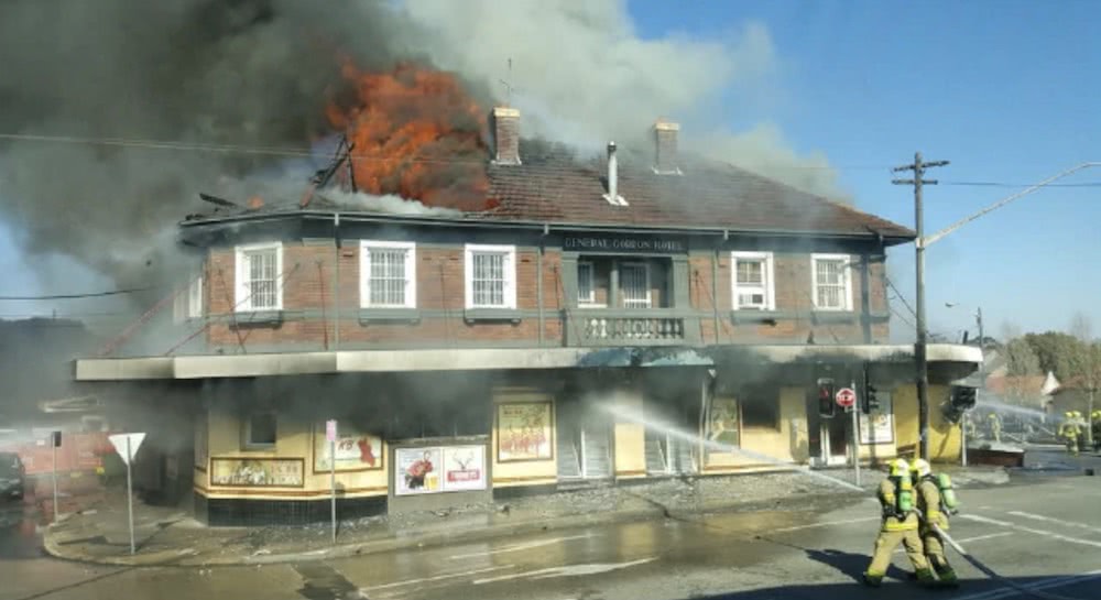 Fire engulfs General Gordon Hotel in Sydenham