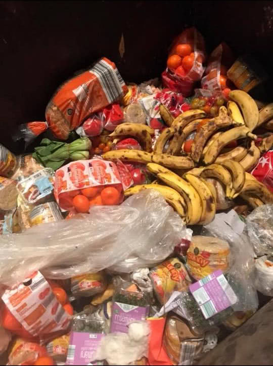 Images of excessive food left behind in Aldi bins