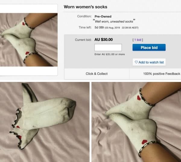 ebay listing worn used socks